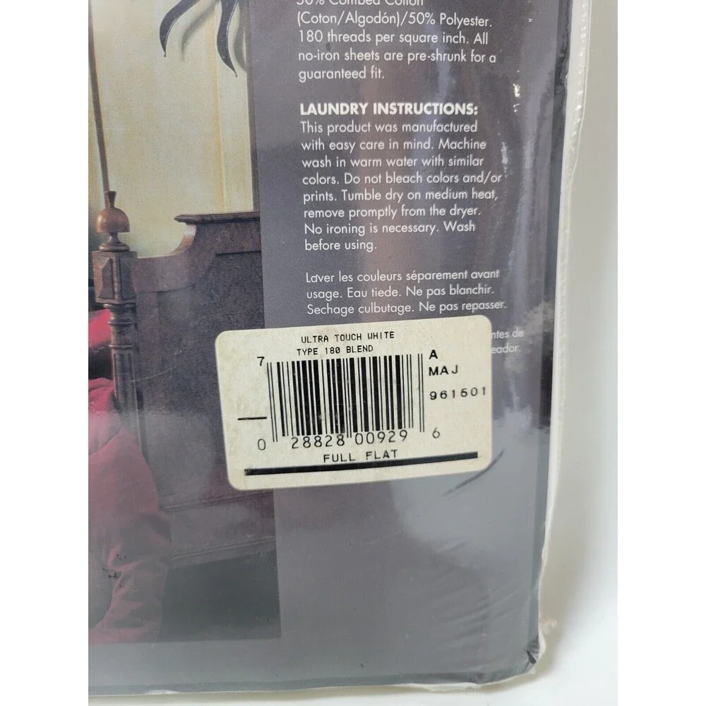 Vintage NIP Ultra‎ Touch Stevens Luxury Percale Double Flat Sheet White